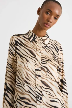 Blusa in raso animalier - Animalier