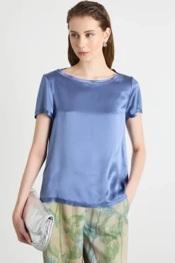 Blusa in raso - Azzurro