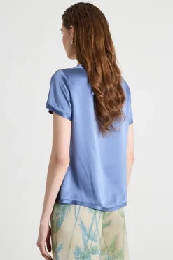 Blusa in raso - Azzurro