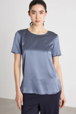 Blusa in raso - Blu