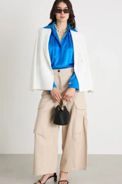Blusa in raso - Blu