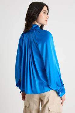 Blusa in raso - Blu
