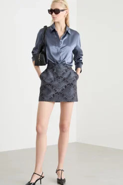 Blusa in raso - Blu