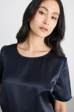Blusa in raso - Blu