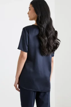 Blusa in raso - Blu