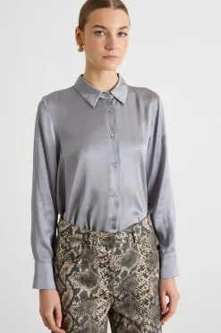 Blusa in raso - Grigio