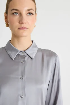Blusa in raso - Grigio