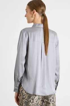 Blusa in raso - Grigio