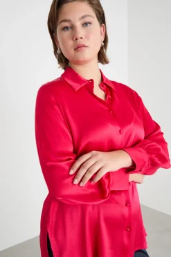 Blusa in raso leggero - Rosa