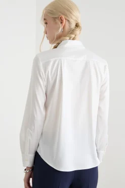 Blusa in raso leggero stretch - Bianco
