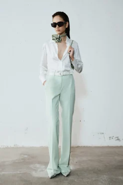 Blusa in raso leggero stretch - Bianco