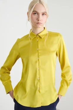 Blusa in raso leggero stretch - Giallo
