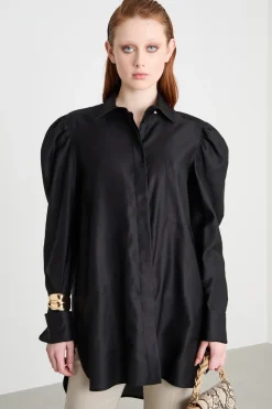 Blusa in raso - Nero