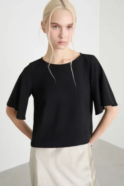 Blusa in raso - Nero