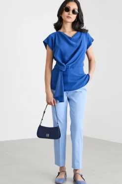 Blusa in raso opaco - Blu
