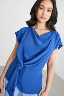 Blusa in raso opaco - Blu