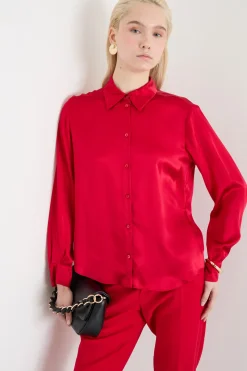 Blusa in raso - Rosso