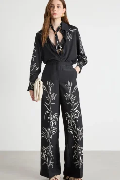 Blusa in raso stampato - Nero Bianco