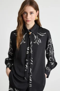 Blusa in raso stampato - Nero Bianco