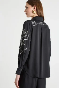 Blusa in raso stampato - Nero Bianco
