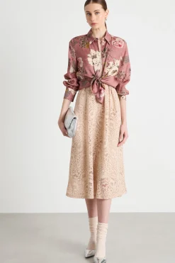 Blusa in raso stampato - Rosa