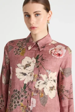 Blusa in raso stampato - Rosa