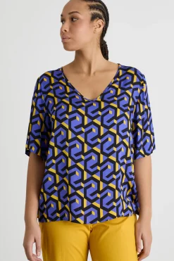 Blusa in raso stampato - Viola
