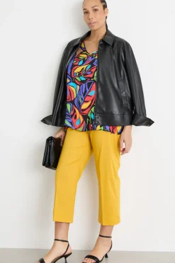 Blusa in raso stampato - Viola Rosso