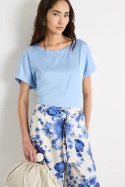 Blusa in raso stretch - Azzurro