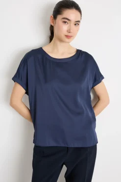 Blusa in raso stretch - Blu