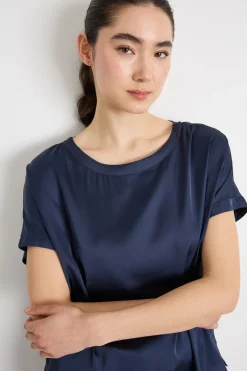 Blusa in raso stretch - Blu