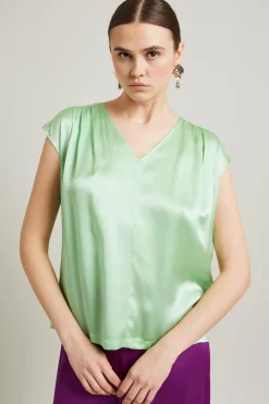 Blusa in raso - Verde