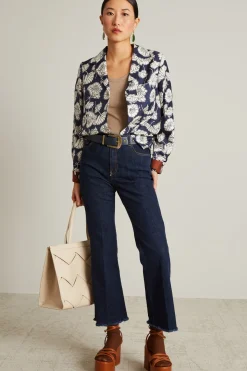 Blusa in seta - Blu Bianco