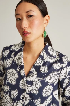Blusa in seta - Blu Bianco