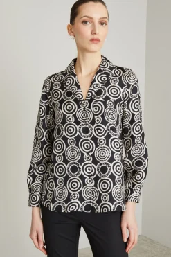 Blusa in seta - Nero Bianco