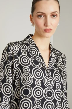 Blusa in seta - Nero Bianco