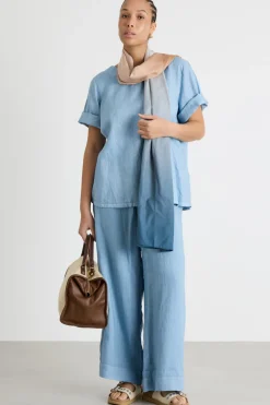 Blusa in tela - Azzurro