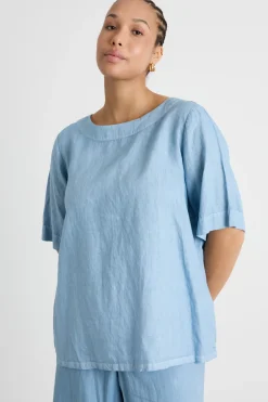 Blusa in tela - Azzurro