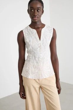 Blusa in tela - Bianco Beige