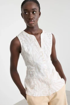 Blusa in tela - Bianco Beige