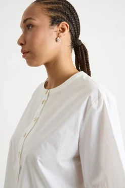 Blusa in tela con pizzo - Bianco