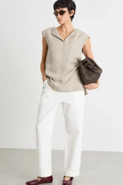 Blusa in tela leggera - Beige