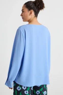 Blusa in tessuto fluido - Azzurro
