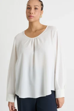 Blusa in tessuto fluido - Bianco