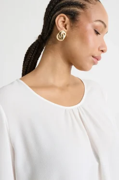Blusa in tessuto fluido - Bianco