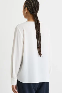 Blusa in tessuto fluido - Bianco