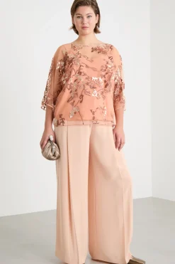 Blusa in tulle con ricamo - Rosa