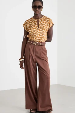 Blusa in twill a fantasia - Arancione