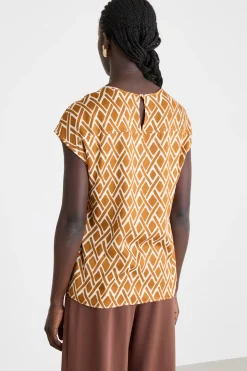 Blusa in twill a fantasia - Arancione