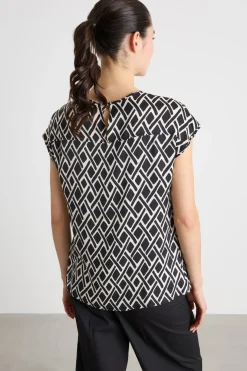 Blusa in twill a fantasia - Nero